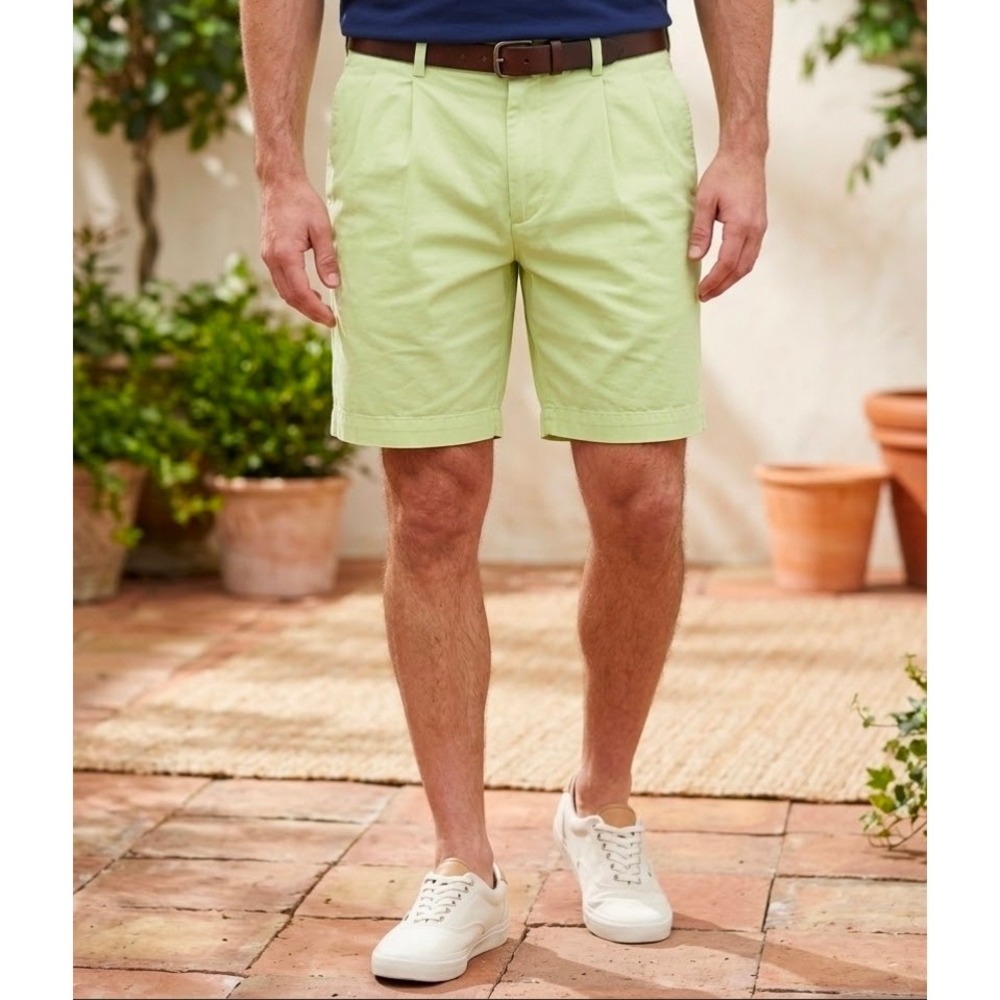 Bills Khakis M2 Pleated Shorts Mens 38 Actual 37 Lime Green Made in USA Chino 9"
